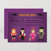 Invitation Jeu d'Halloween violet Éffrayant mignon (Devant / Derrière)