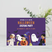 Invitation Jeu d'Halloween violet orange illustré (Debout devant)