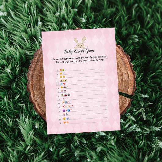 Invitation Jeu d'images d'emoji bébé Lapin Brun Rose Argyle