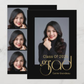Invitation Jeu d'or élégant moderne 4Photo Graduation Party (Devant / Derrière)