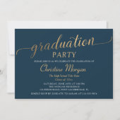 Invitation Jeu d'or tendance Navy Blue Graduation Party (Devant)