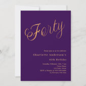 Invitation Jeu d'or violet 40e anniversaire (Devant)