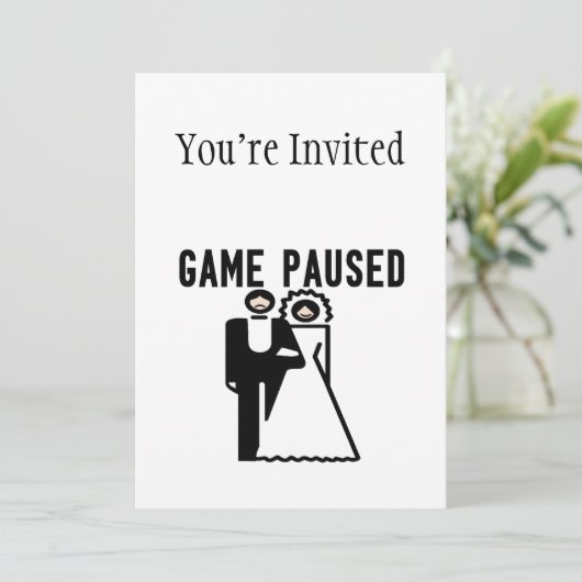 Invitation Jeu en pause Mariée & Mari (Debout devant)