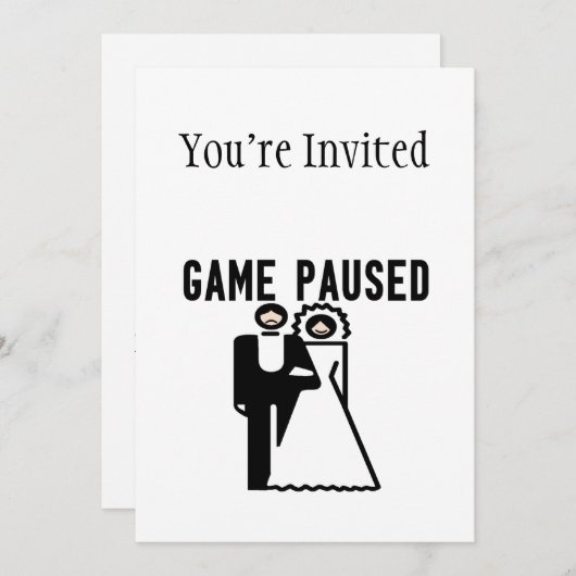 Invitation Jeu en pause Mariée & Mari (Devant / Derrière)