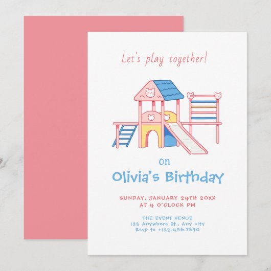 Invitation Jeu enfant anniversaire (Devant / Derrière)