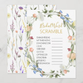 Invitation Jeu fleur sauvage de mot nuptiale SCRAMBLE (Devant / Derrière)