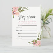 Invitation Jeu Floral Blush et Rose Gold Baby Predictions (Debout devant)