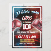 Invitation Jeu Heure Boxe Thème Anniversaire (Devant)