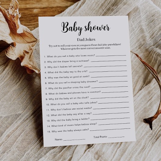 Invitation Jeu imprimable de blagues de papa pour Baby Shower