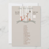 Invitation Jeu imprimable ! pour bébés créatures animales de  (Dos)