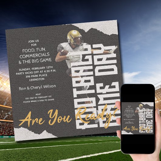 Invitation Jeu Joueur de football Jour Noir