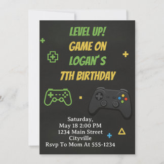 Invitation Jeu Level Up pour l’anniversaire