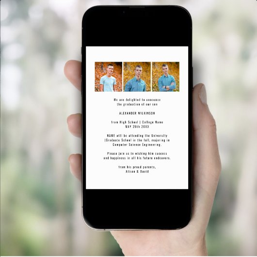 Invitation Jeu moderne Black Fun Script 3 Photo GRAD BBQ Part