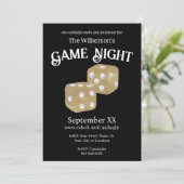 Invitation Jeu Night Gold Parties scintillant Dice sur Black (Debout devant)