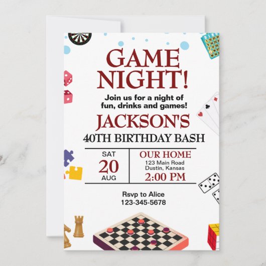 Invitation Jeu Nuit Anniversaire (Devant)