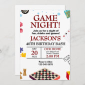 Invitation Jeu Nuit Anniversaire (Devant / Derrière)