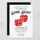 Invitation Jeu Nuit Rouge Parties scintillant Dice (Devant / Derrière)