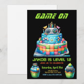 Invitation Jeu Nuit Vidéo Gamer Cake Anniversaire de enfant P (Devant / Derrière)