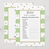 Invitation Jeu nuptiale de baby shower de bousculade de MOT (Devant / Derrière)