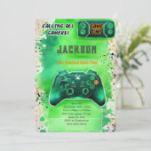 Invitation Jeu On, Jeu Vidéo Garçon Anniversaire (Debout devant)