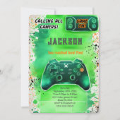 Invitation Jeu On, Jeu Vidéo Garçon Anniversaire (Devant)