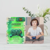 Invitation Jeu On, Jeu Vidéo Garçon Photo Anniversaire (Debout devant)