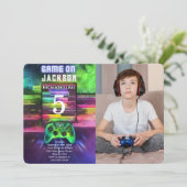 Invitation Jeu On, Jeu Vidéo Garçon Photo Anniversaire (Debout devant)