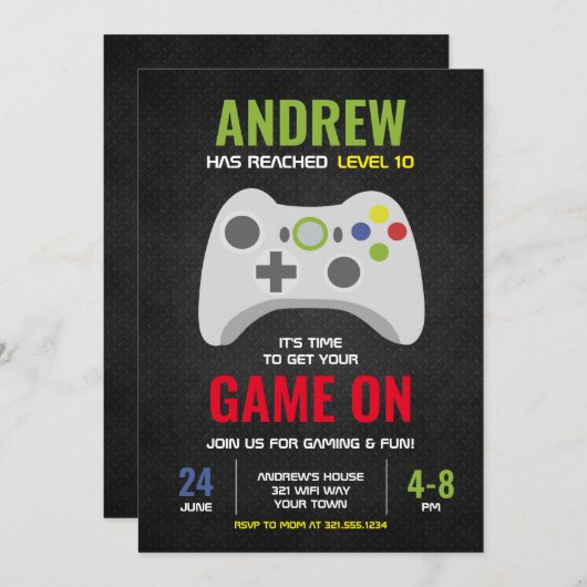 Invitation Jeu orienté (invitation de fête d'anniversaire de (Devant / Derrière)