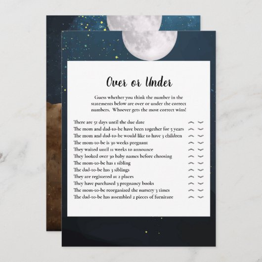 Invitation Jeu Ours Over ou Under Baby shower (Devant / Derrière)