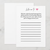 Invitation Jeu pour Baby Shower - Qui suis-je? (Devant / Derrière)