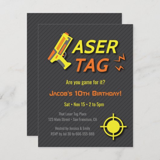Invitation Jeu Pour Laser Balise Anniversaire de enfant Invit (Devant / Derrière)