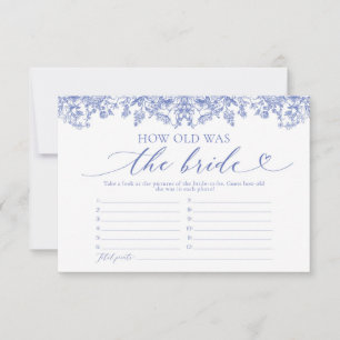 Invitation Jeu Quel âge avait la mariée Fleurs Bleu Poussiére