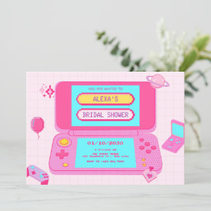 Invitation Jeu rose douche de nage rétro