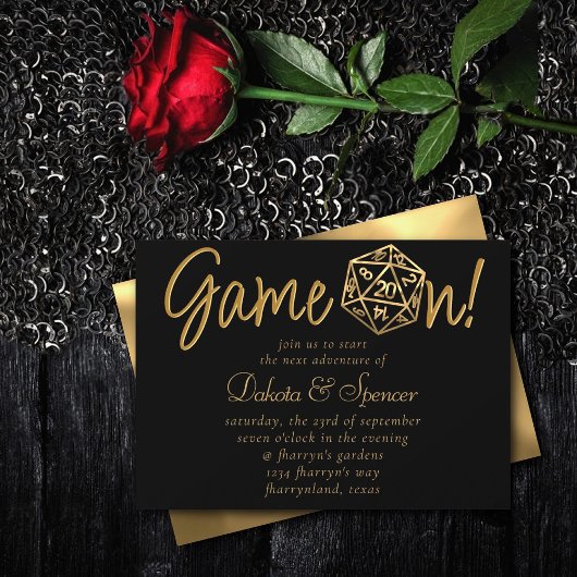 Invitation Jeu RPG activé | Jeu de lecture de table Gold Retr