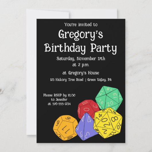 Invitation Jeu RPG Dice, Conseil, Jeux d'Imaginaire (Devant)