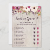 Invitation Jeu rustique de Fête de la mariée de Boho de jeune (Devant)