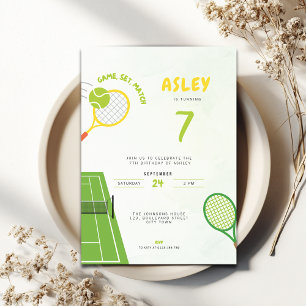 Invitation Jeu, Set, Match Tennis Party Anniversaire Tendance