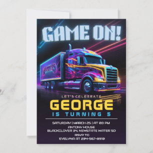 Invitation Jeu sur camion fête d'anniversaire