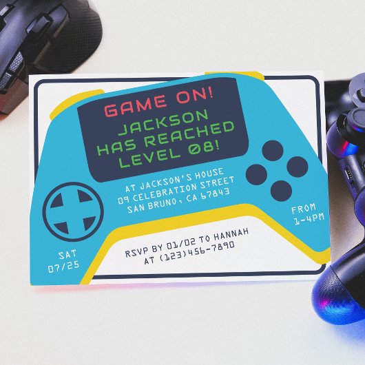 Invitation Jeu sur et niveau supérieur | Video Game Boy Anniv