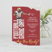 Invitation Jeu sur le joueur de football sur rouge (Debout devant)