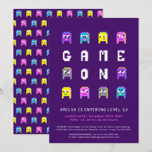 Invitation Jeu sur les filles jeu vidéo 13ème anniversaire fê