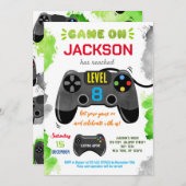 Invitation Jeu Sur Niveau Up Vidéo Jeu Anniversaire Invitatio (Devant / Derrière)