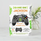 Invitation Jeu Sur Niveau Up Vidéo Jeu Anniversaire Invitatio (Debout devant)