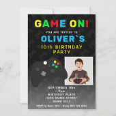 Invitation Jeu Sur Vidéo Contrôleur De Jeu Photo Anniversaire (Devant)