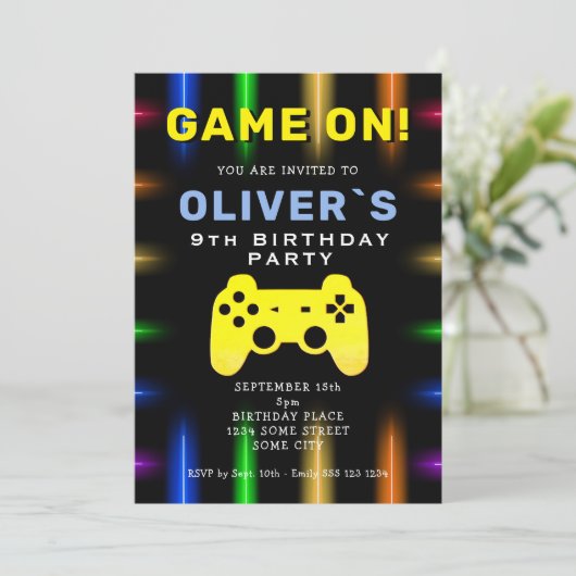 Invitation Jeu Sur Vidéo Contrôleur Jeu Jeu Anniversaire (Debout devant)