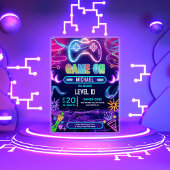 Invitation Jeu Sur Vidéo Jeu Neon Anniversaire