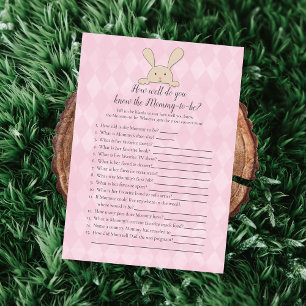Invitation Jeu Tan Bunny Pink Qui Connaît Mieux Maman