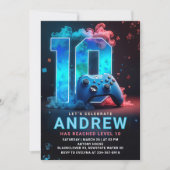 Invitation Jeu vidéo 10e fête d'anniversaire (Devant)