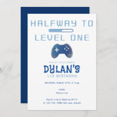 Invitation Jeu vidéo à mi-chemin du niveau 1 6 mois Anniversa (Devant / Derrière)