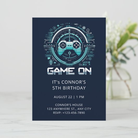 Invitation Jeu vidéo Anniversaire (Debout devant)